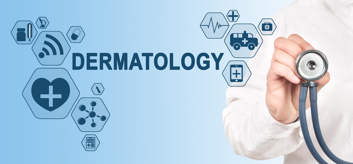 DERMATOLOGY Concept on Interface Touch Screen. Doctor